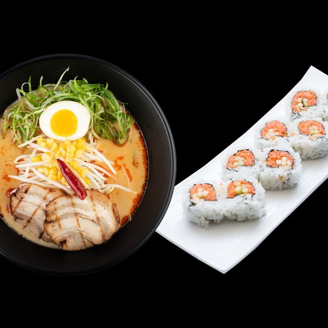 Spicy Miso Ramen & Spicy Tuna Roll (Lunch).