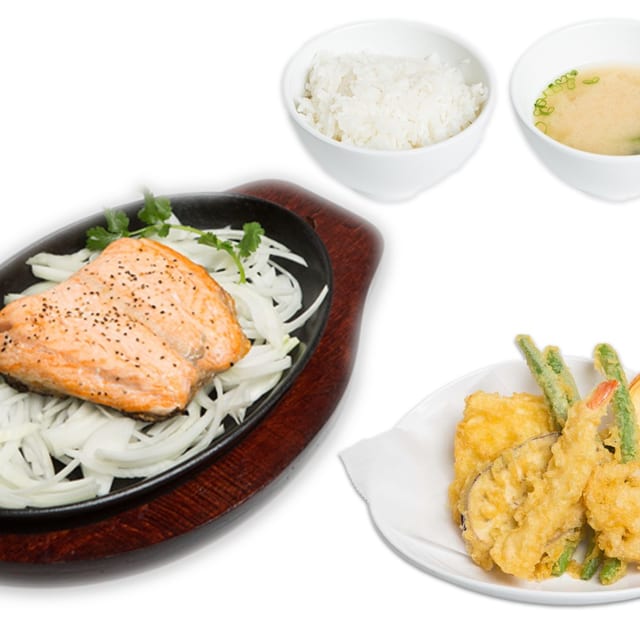 Salmon Teriyaki & Tempura.