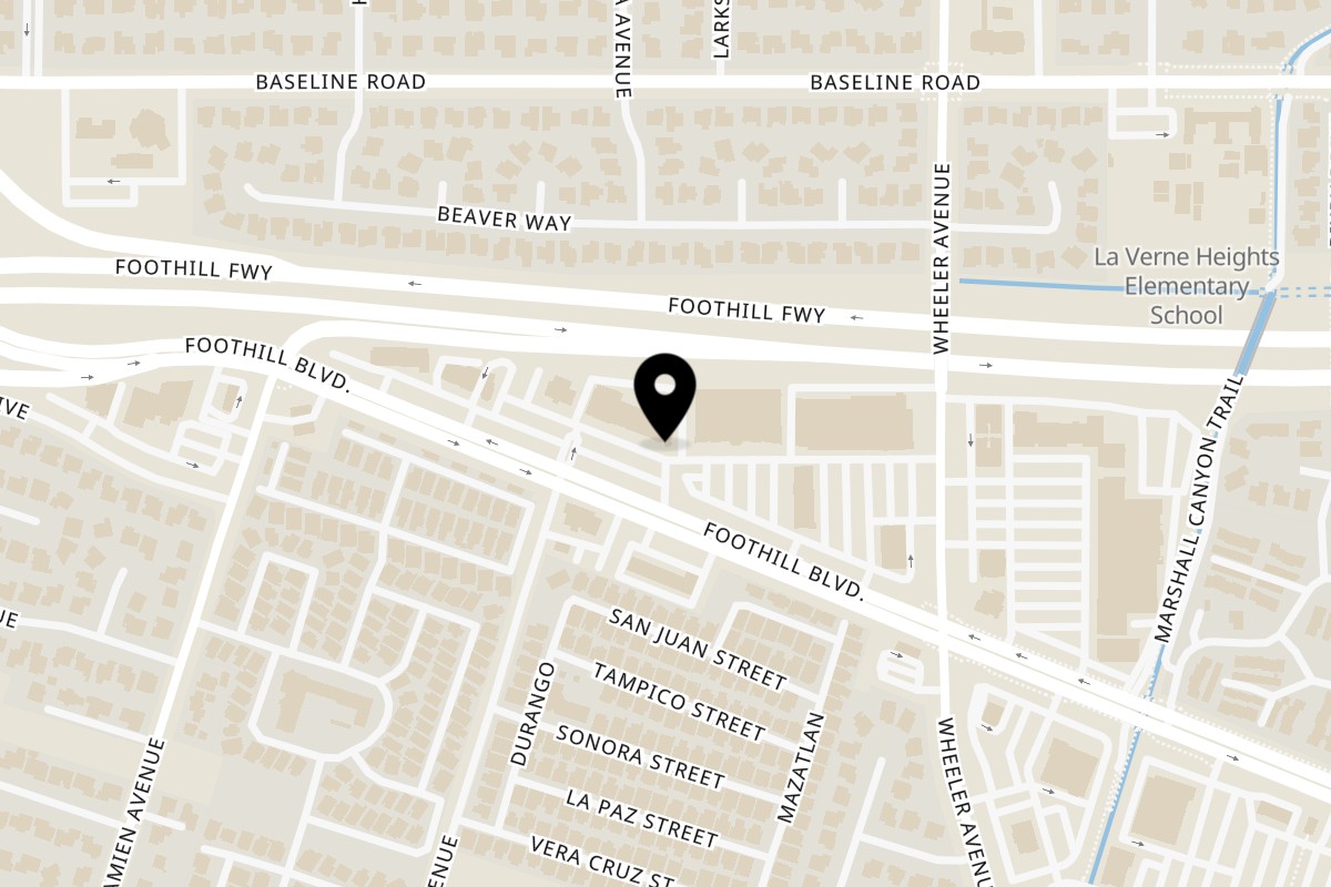 Map showing the location of Kaiba Japanese Ramen, Sushi & Grill La Verne on 1263 Foothill Blvd in La Verne