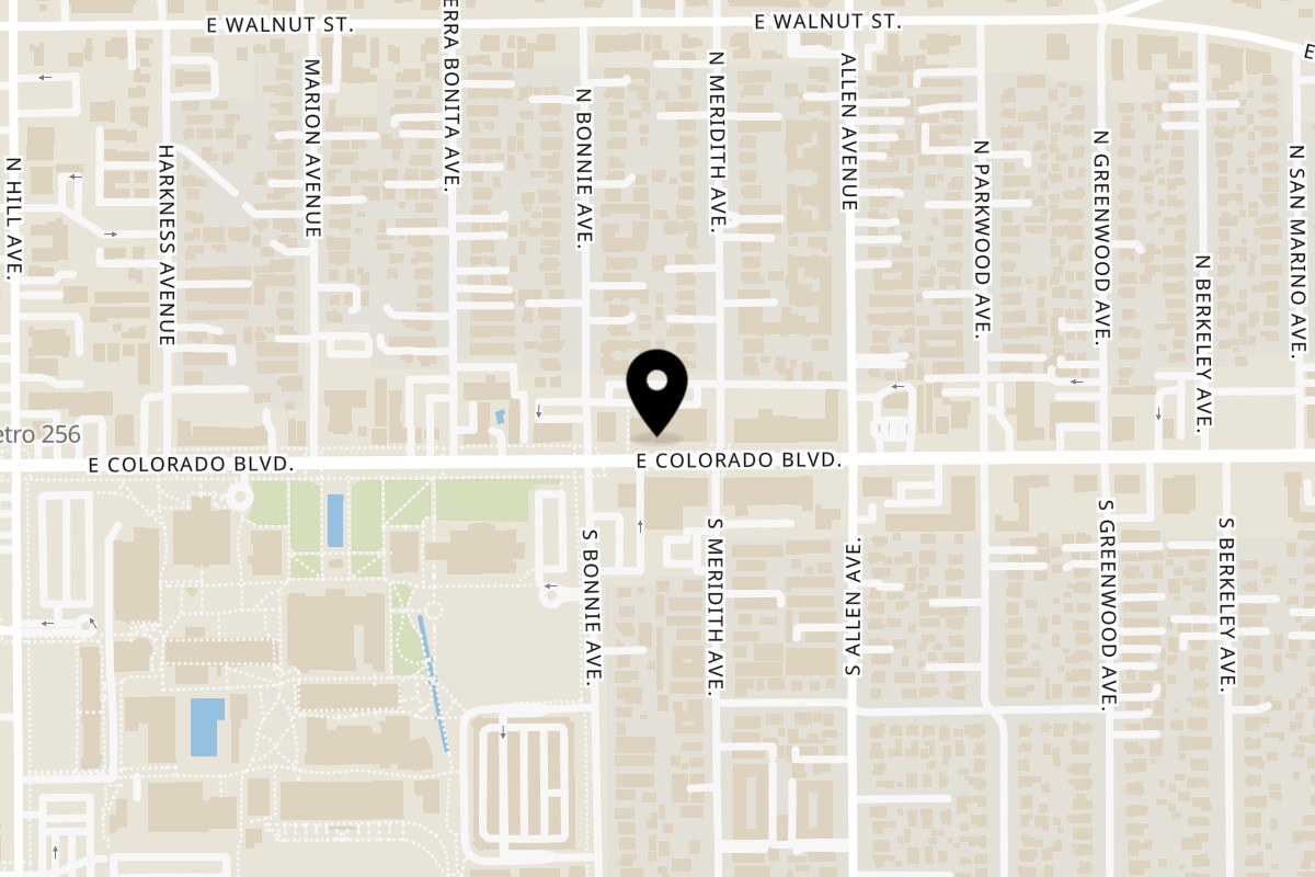 Map showing the location of Kaiba Japanese Ramen, Sushi & Grill Pasadena on 1713 E Colorado Blvd in Pasadena